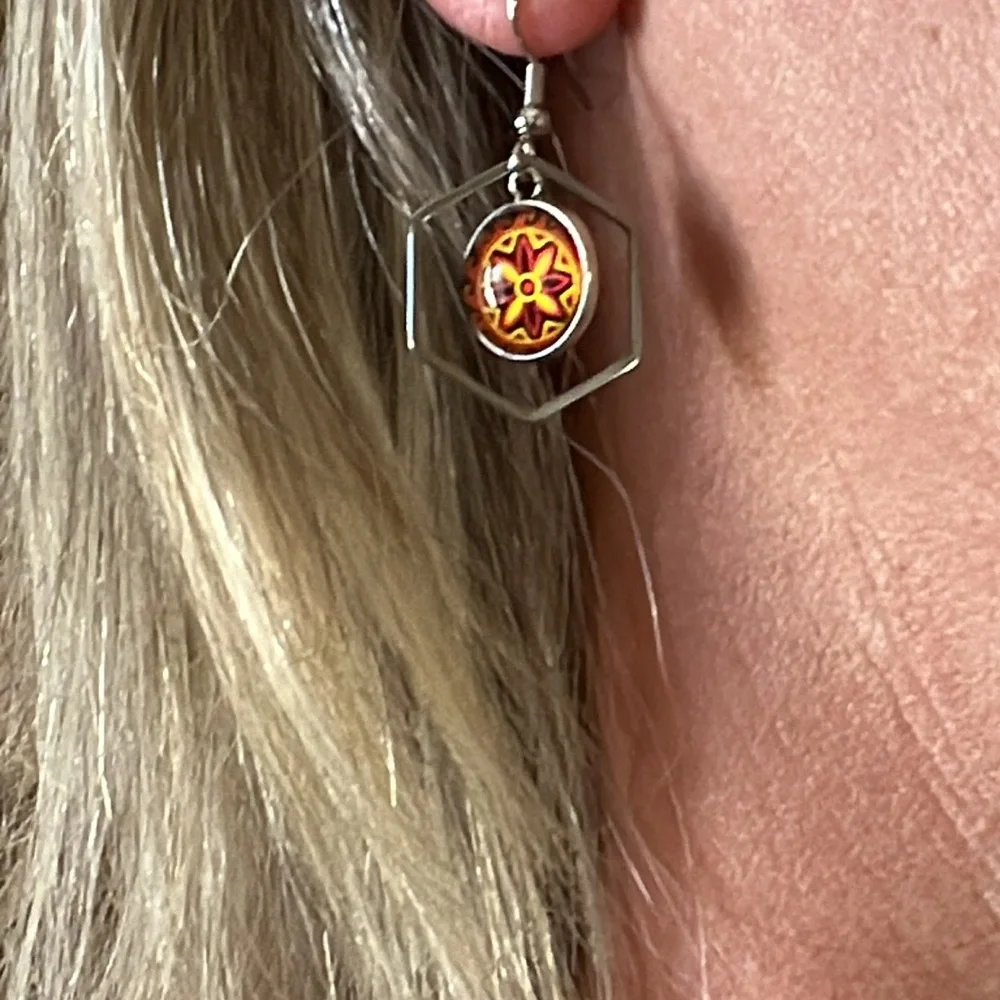 22142 Red and yellow earrings